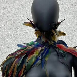 Multicolor Feather Shoulder Wrap